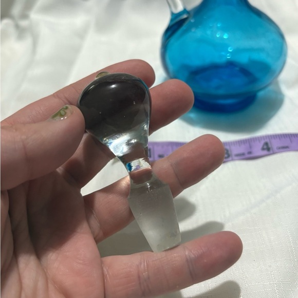 Vintage Elegant Blue Glass Decanter - Picture 6 of 7